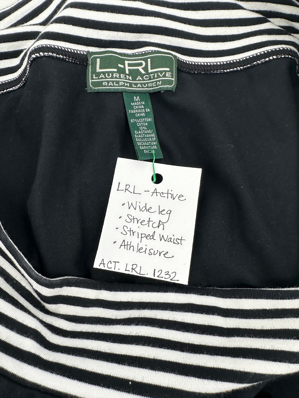 Lauren Active Ralph Lauren Fold-Over Yoga Pants Women’s Medium Black Wide Leg - Picture 3 of 6